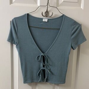 Wilfred Slate Blue Tie-Front Blouse